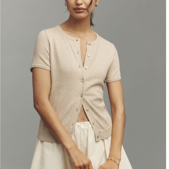 Anthropologie Brand Natural Short Sleeve Cardigan - Picture 1 of 2